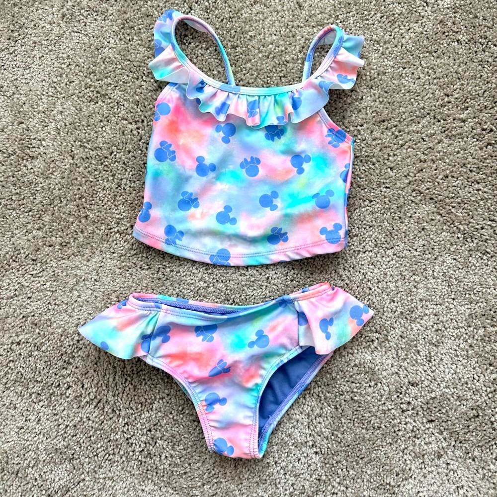 Disney Kids Swim Set with Ruffle - Blue and Pink - Mickey Mouse